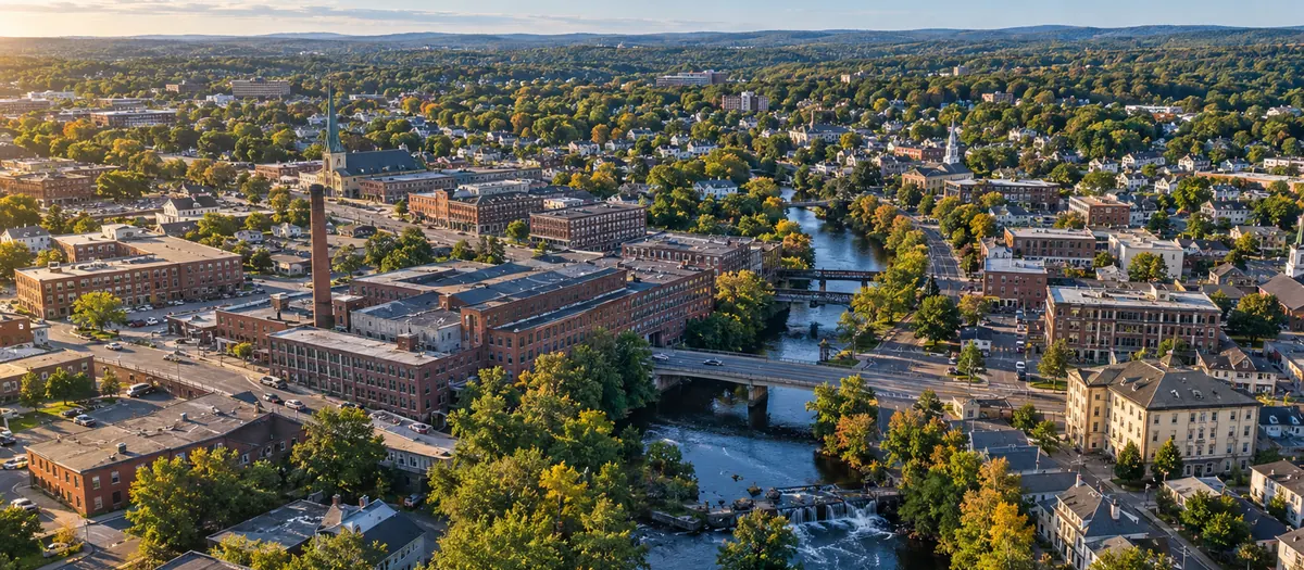 Aerial view of Methuen, MA