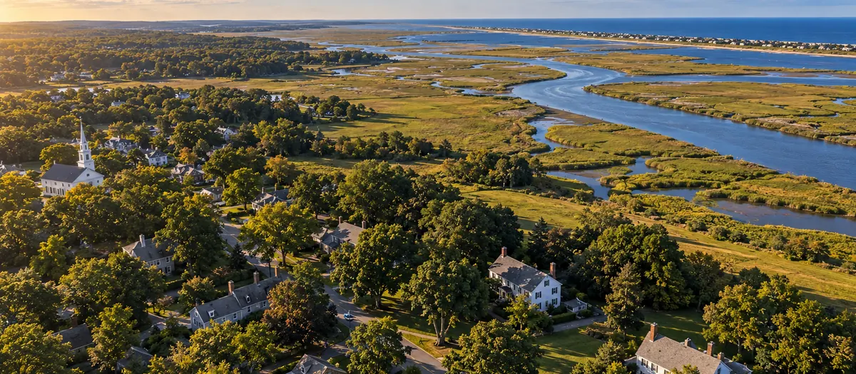 Aerial view of Newbury, MA