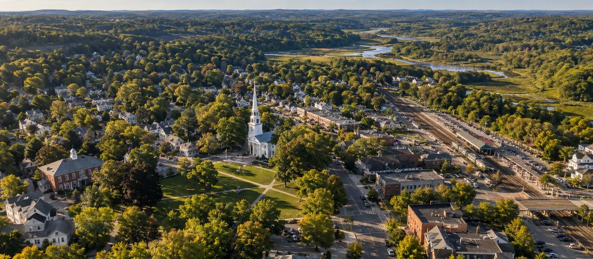 Aerial view of Reading, MA